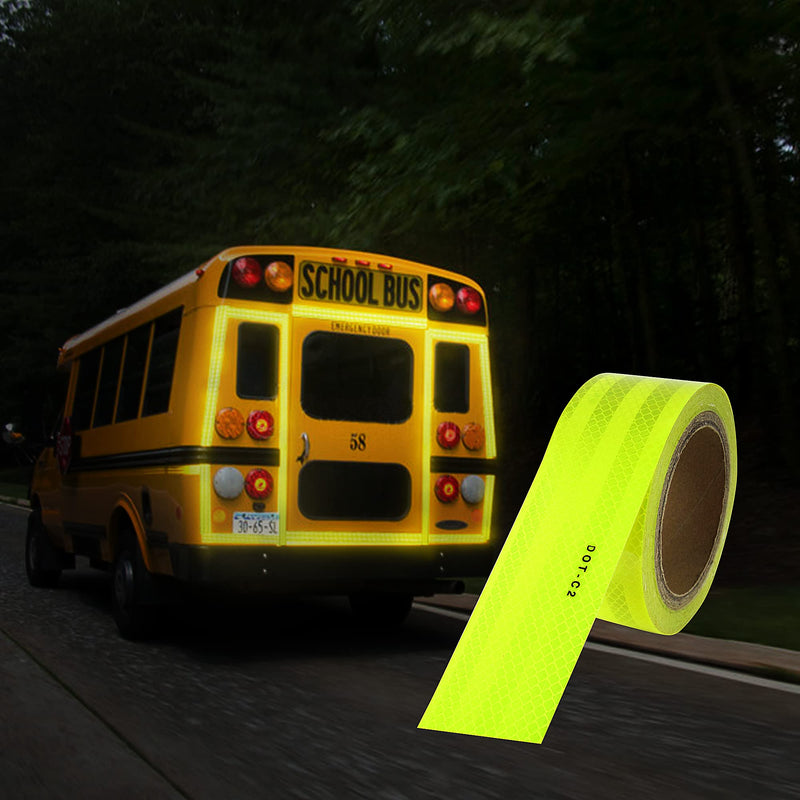 DOT-C2 Yellow Reflective Tape,2 Inch x 33 Ft Waterproof Outdoor Neon Reflector Tape Strips Green Fluorescent Tape for Trailers, Trucks, Auto Signs 2 Inch x 33 Ft Yellow dot