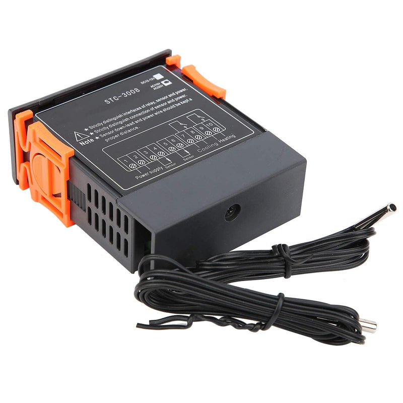 [Australia - AusPower] - Jeanoko STC-3008 50/60Hz Dual Display Dual NTC Probe Sensor 10A -50°C-70°C Digital Temperature Thermostat Controller (110~220V) 