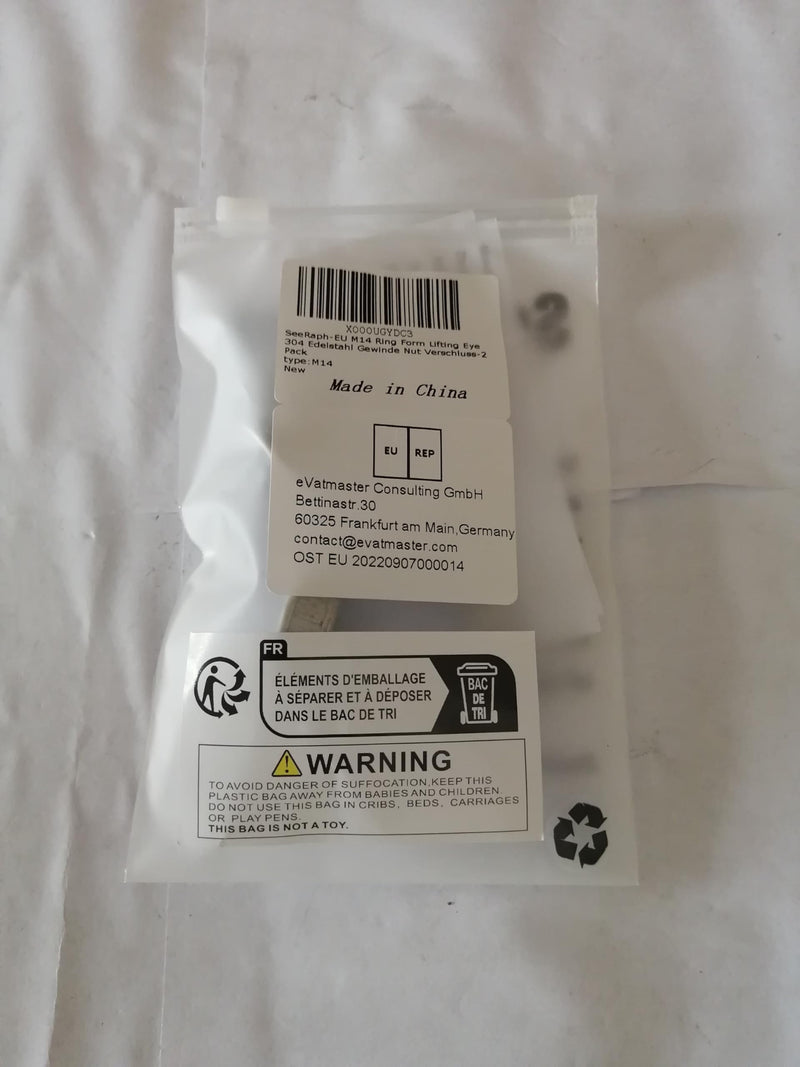 [Australia - AusPower] - M14 Ring Shape Lifting Eye Nut 304 Stainless Steel Threaded Nut Fastener-2 Pack M14 