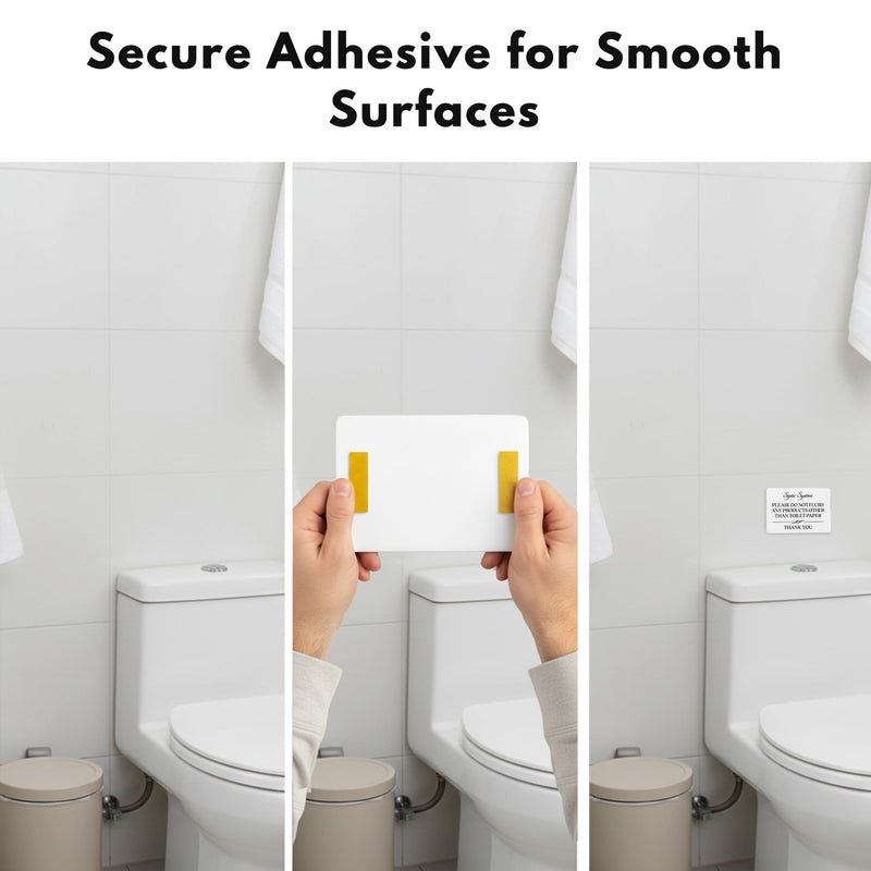 Septic System Do Not Flush Toilet Sign 2-Pack (White Acrylic 5 x 3.5 in) - Do Not Flush Anything Except Toilet Paper Sign - Bathroom Signs for Business - Airbnb and Restroom Signage White (Pack of 2)