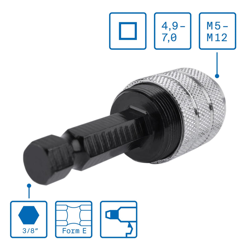 GSR Thread Cutting Adapter M5-M12 | Tool Holder with 3/8" Hex Shank & Square Socket | For All Standard Cordless Drills | Clamping Range 5-9mm | Accessories for Hand Taps M5–M12