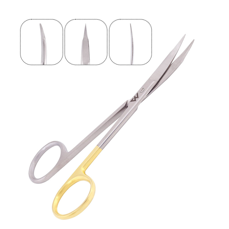 [Australia - AusPower] - Goldman Fox Scissors Suture Straight and Curved Scissors 13 cm Surgical Scissors Set of Two (Super Cut Serrated Blade) for Cutting Gingival Tissues | Premium Quality Japanese Stainless Steel 