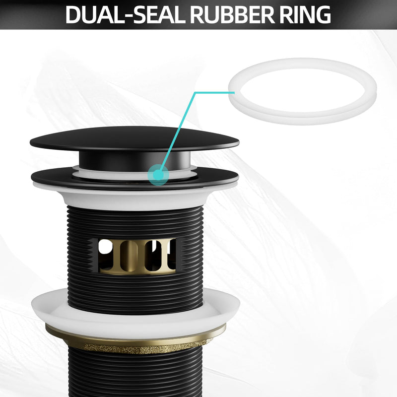 Tub Drain for Free Standing Tub with Pop-up Stopper Freestanding Tub Drain with Removable Basket,Upgraded Solid Brass Bathtub Drain with Overflow for Soaking Anti-Clog Watertight Matte Black
