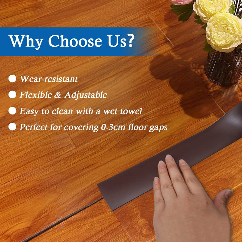 Floor Transition Strip Self Adhesive Floor Cover Strips Laminate 2" Wide Vinyl Flat Divider Transitions (5cm, 6.56Ft, Brown) 2 Inch x 6.56 Feet