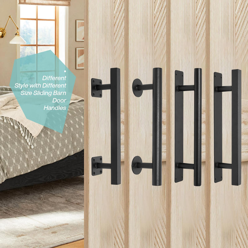 12'' Iron Classic Square Pipe Sliding Door Handles Black Pack of 2 - Outdoor Metal Gate Handles for Garage, Fence, Sheds, Farmhouse, Barn Door, Furniture Closet Drawer Door Pulls