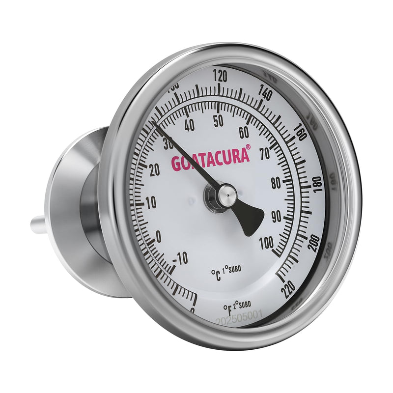 [Australia - AusPower] - Hygienic Bimetallic Thermometer, Full Stainless Steel, 3" Dial Size, 4" Stem, 1.5" Tri-clamp, 0-220 Deg F/-10-100 Deg C, 1% Accuracy 