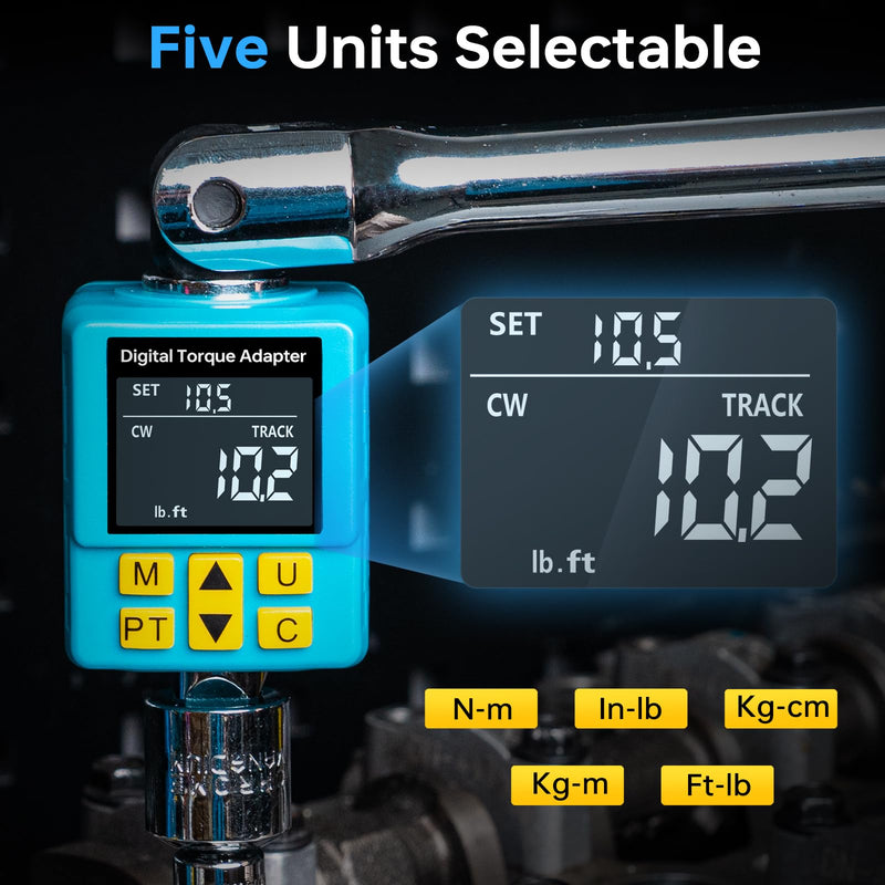 [Australia - AusPower] - Upgrade Digital Torque Adapter, (±1% Accuracy, 12.5-250Ft-lb), 1/2" Digital Torque Wrench Adapter for Car, Versatile Meter - Smart Alert | Peak/Track | Preset | Store/Delete, for Automotive(340N.m) 12.5-250Ft-lb/17-340 Nm 1/2-Inch 