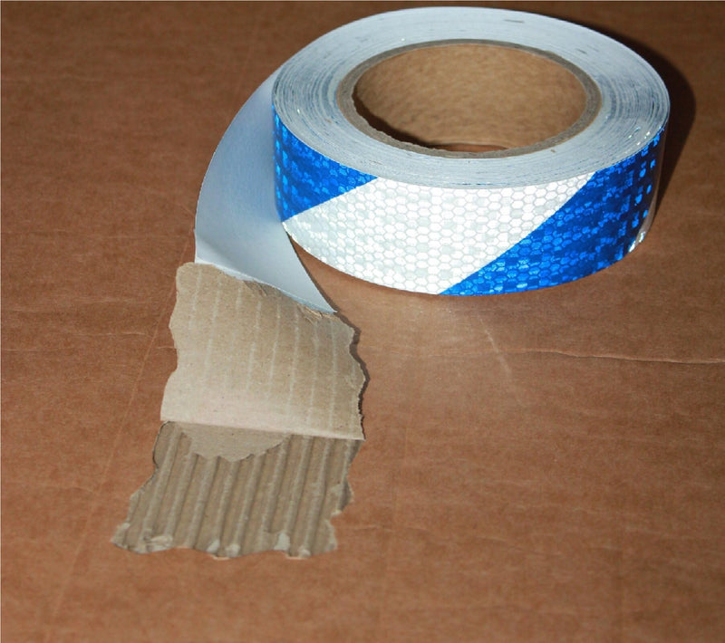Reflective Tape Blue White 1 Inch x 68 Feet, Outdoor Waterproof Warning Reflector, Night Safety Stickers for Vehicles 1"X68ft