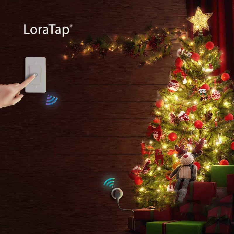 [Australia - AusPower] - LoraTap Mini Remote Control Outlet Plug Adapter with Remote Wall Switch, 656ft Range Wireless Remote Control for Indoor Lamps and Household Appliances, No Hub Required, 10A/1100W, White 