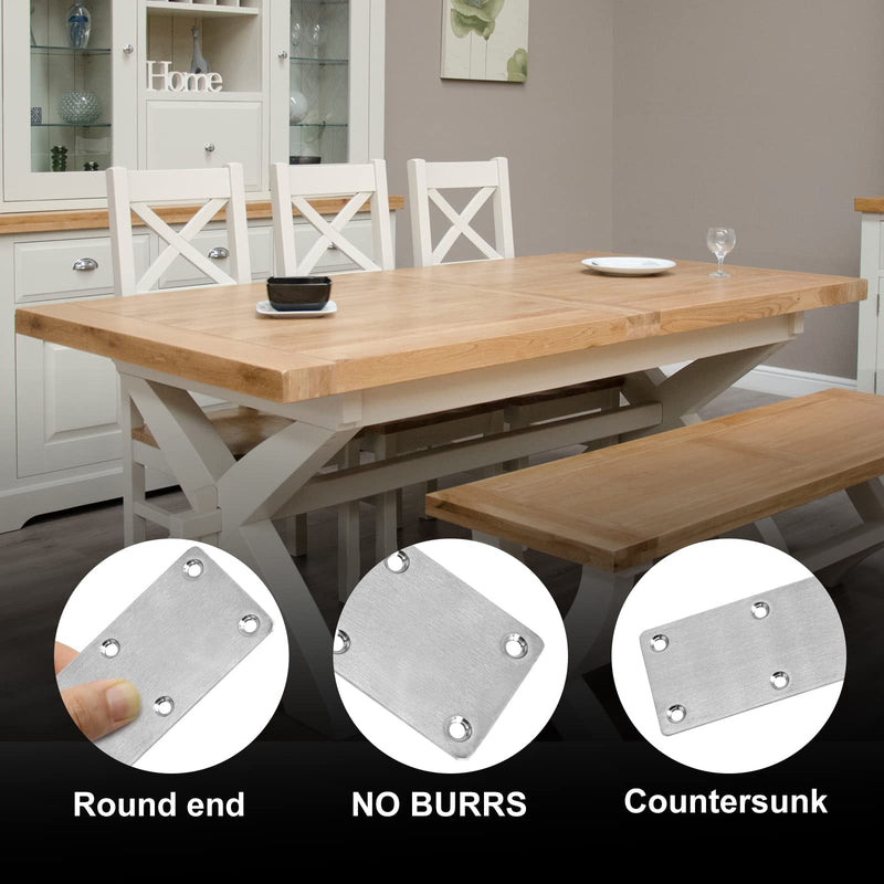 [Australia - AusPower] - 5.5 x 2 Inch Flat Straight Brace Bracket, Silver Flat Mending Plate Stainless Steel Fixing Corner Brace for Wood Furniture ( 140 x 50 x 2mm, 6 Pcs) 