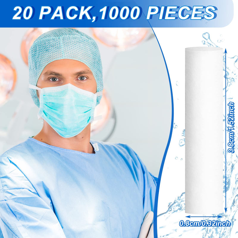 1000 Counts Dental Gauze Rolls, Cottons Pads for Dentists, Good Absorbent Nose Plugs Flexible Dental Cotton Rolls Swabs Rolled Cotton Ball for Kids, Adults Nosebleed, Mouth Gauze Accessories, 1.5 Inch