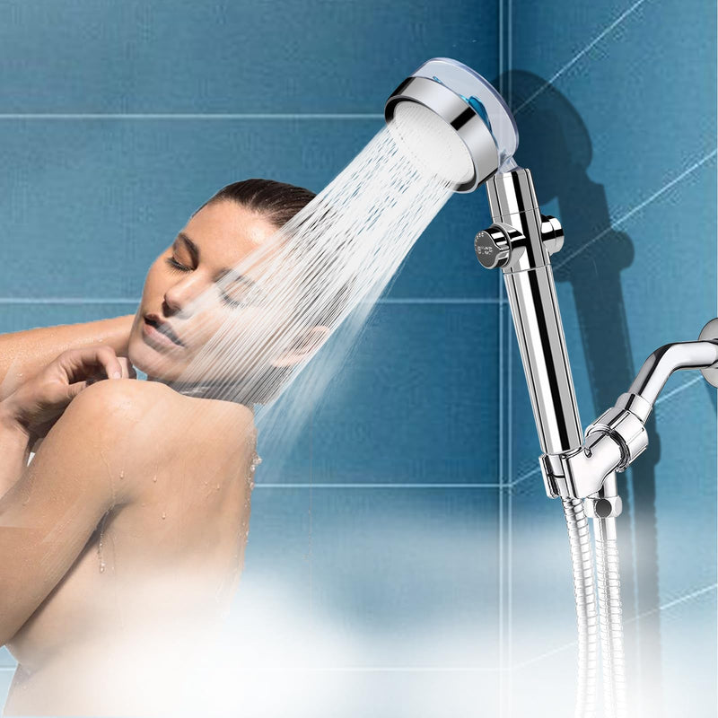 Upgraded High Pressure Vortex Propeller Handheld Shower Head Kit with Spare Accessories, 3 Spray Panels for Multiple Shower Modes Modern Upgrade Blue Set
