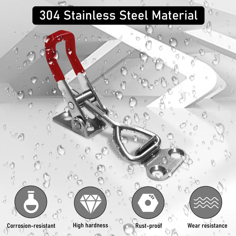 [Australia - AusPower] - 2pcs Toggle Latch Clamp 4001, 304 Stainless Steel Adjustable Latches, Quick Release Hand Tool Toggle Clamp for Smoker Lid Jig,Case Trunk,Door,220Lbs Holding Capacity, with 8pcs Screw 