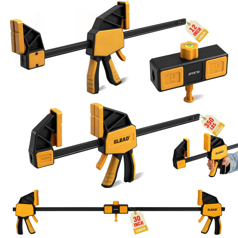 [Australia - AusPower] - 3-Pack 12-Inch Bar Clamp for Woodworking with Leveling Block Clamp, 350LBS Load Limit, Heavy Duty Quick-Release Wood Clamps/Spreader, One-Handed F Clamp for Wood Working 3-Piece long 350lbs 