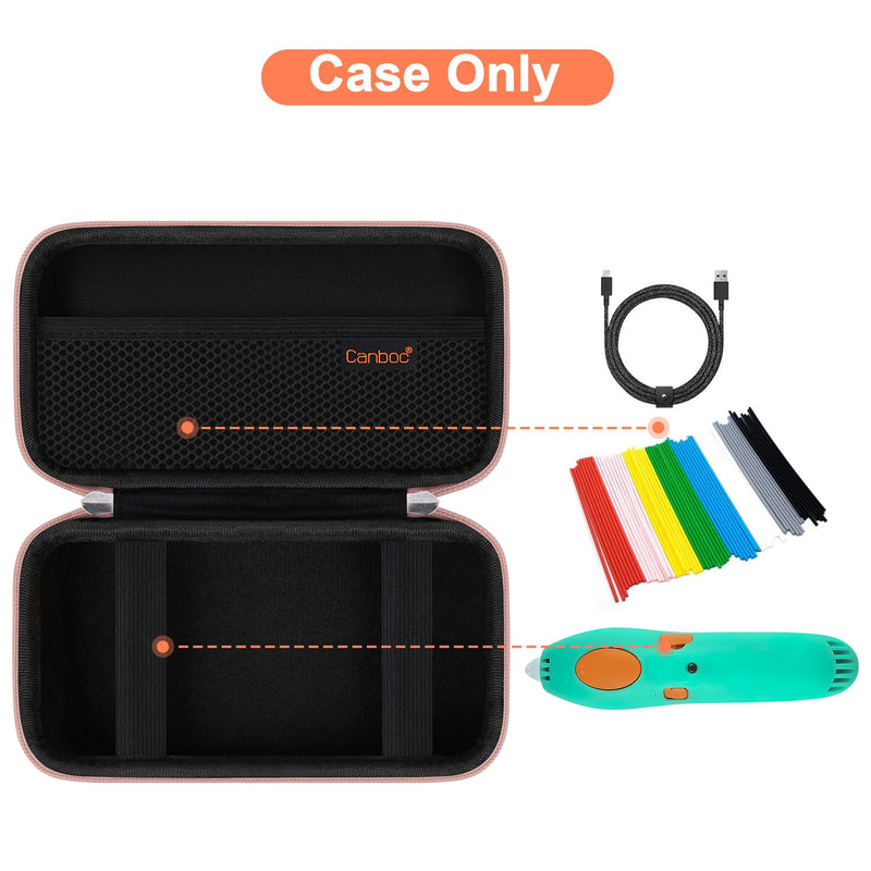 [Australia - AusPower] - Canboc Hard Case for 3Doodler Start+ Essentials (2024) 3D Pen Set for Kids, 3D Pens Storage Organizer Carrying Holder, Mesh Pocket fit 3Doodler Start Plastic Filaments, Cable, Rose Gold (CASE ONLY) 