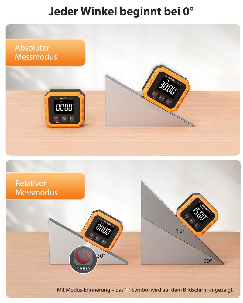 [Australia - AusPower] - SAVSEC Rechargeable Digital Protractor, Angle Finder with Magnetic Back & Base, LCD Inclinometer with 4 Measuring Units, Woodworking Tool for Construction, Carpentry, Mechanics IP54 