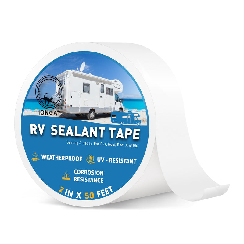 RV Roof Sealant Tape, 2 Inch X 50 Feet RV Repair Seal Tape for Camper Trailer Boat Seam Leaks Roofing, UV Resistant & Weatherproof, White 2 Inch x 50 Ft