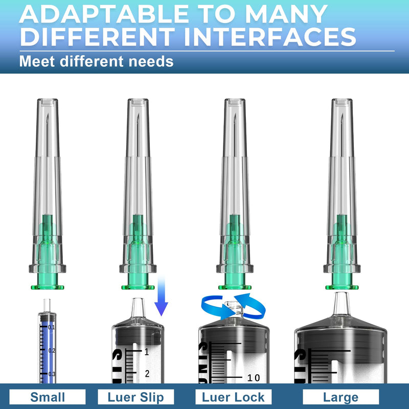 21 Gauge 1 Inch: 100 PCS Sterile Disposable Luer Lock - Individually Sealed Packages (21G) 21Ga1Inch