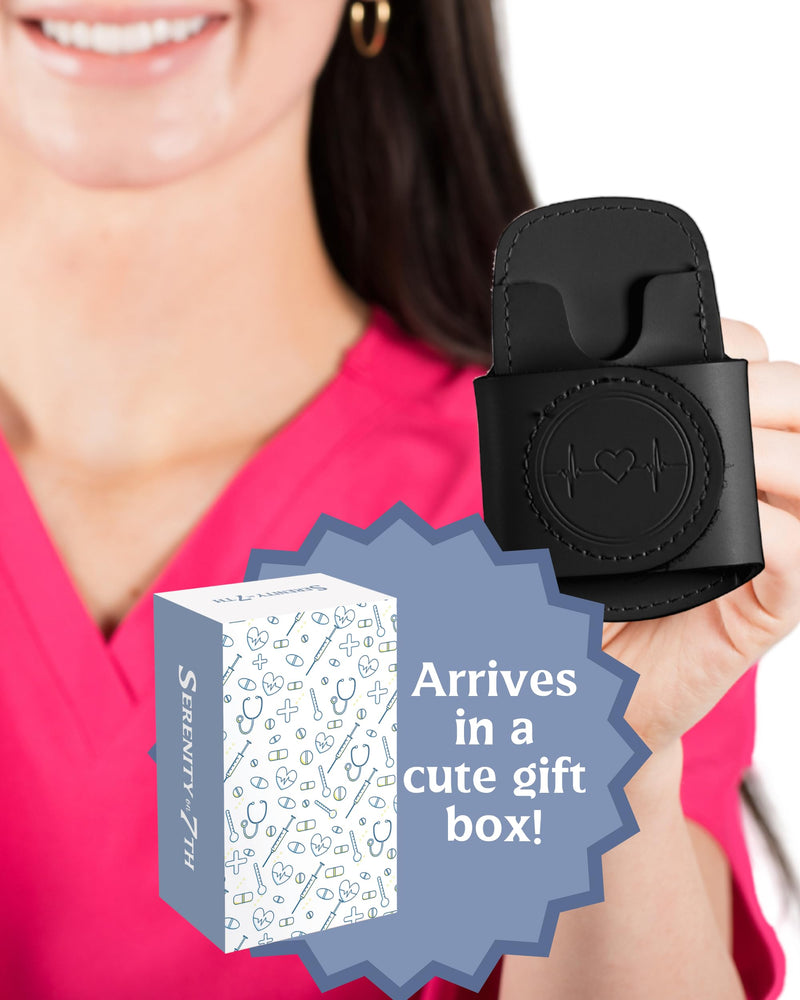 [Australia - AusPower] - Stethoscope Holder with Cute & Hygienic Design (Black) | Stethoscope Holder Hip Clip in Gift Box | Lightweight with Durable Adhesive | Nurse Accessories | Holds Multiple Brands including Litmann Black 