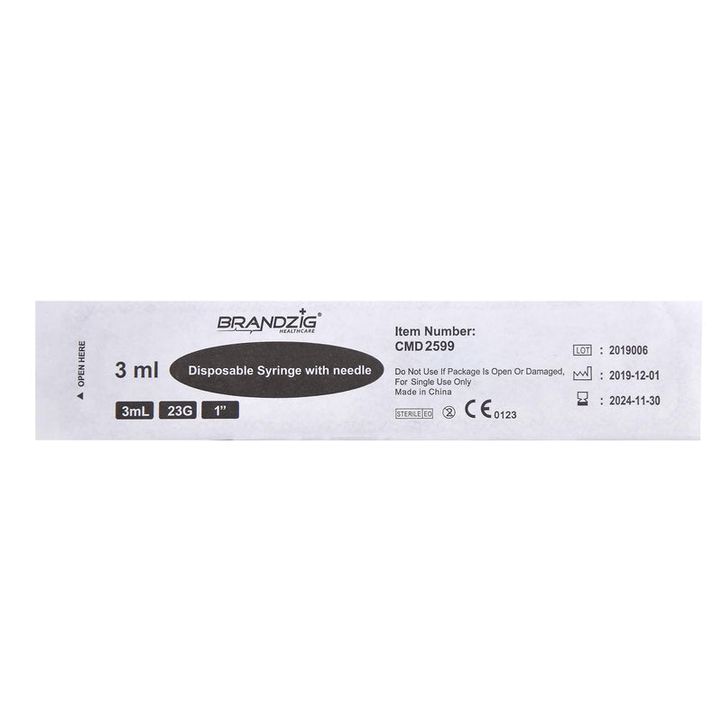 [Australia - AusPower] - 3ml Syringe with Needle - 23G, 1" Needle 50-Pack 