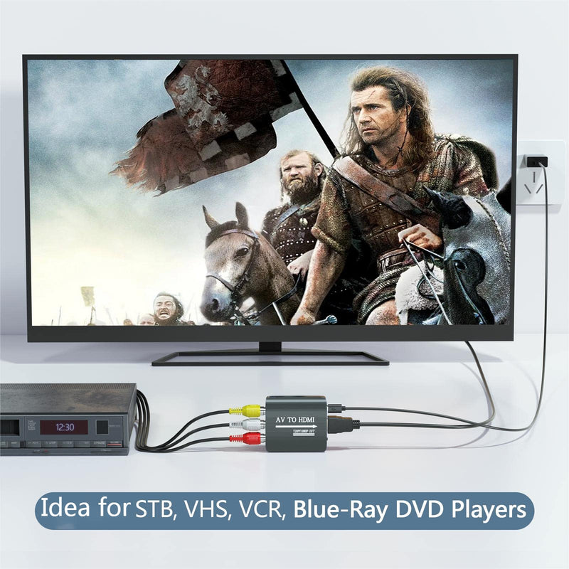 [Australia - AusPower] - AV to HDMI Converter with HDMI Cable,RCA to HDMI Converter for PS1,PS2,PS3,Xbox,N64,WII,SNES,VHS,VCR,Blue-Ray DVD Players,STB Video Converter with HDMI Cable 