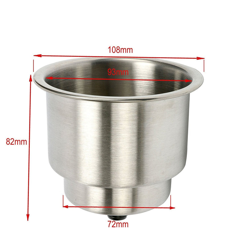 Amarine Made Pack of 4 Stainless Steel Cup Drink Holder with Drain Marine Boat Rv Camper