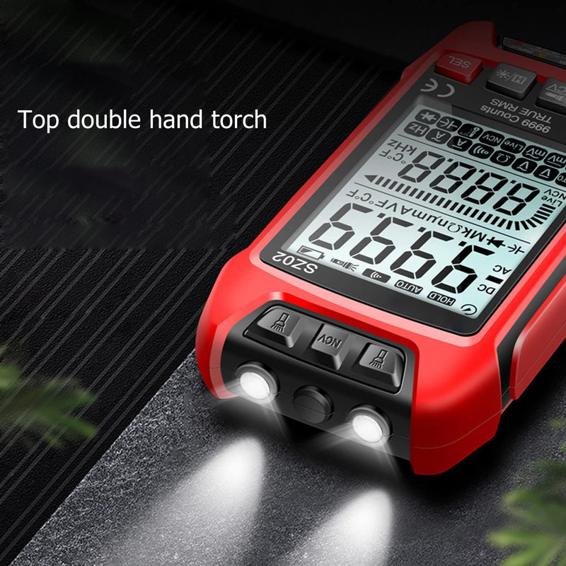 [Australia - AusPower] - Digital Multimeter with Backlit LCD, 6000 Counts Auto Ranging Voltage Tester, AC/DC Current/Resistance/Frequency Measurement, Ceramic Protection Red 