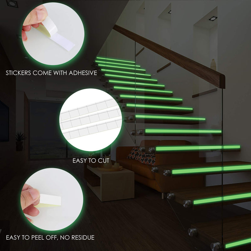 Glow in The Dark Tape 1 Inch x 30 ft Green Fluorescent Spike Sticker Continuous Luminous Tapes for Easter Theater Stage Party Wall Step Emergency Exit 6-8 Hours