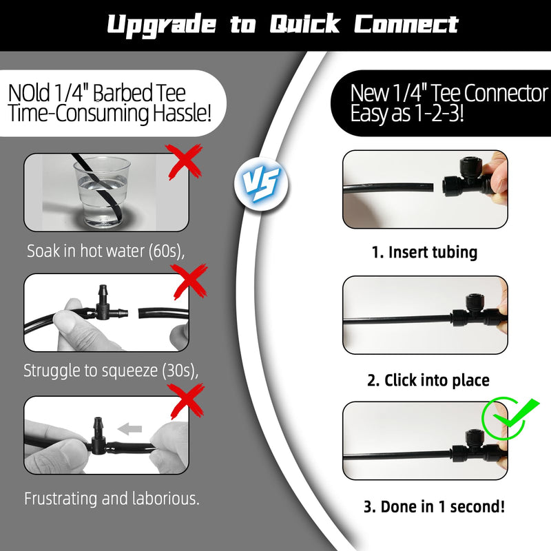 [Australia - AusPower] - 30 Pack Quick Connect 1/4" Drip Irrigation Tee Connectors, Universal Tee Fitting for 1/4 Inch Irrigation Tubing, Leak Free Fittings for Sprinkler or Drip Irrigation System 30PCS Tee Connectors 