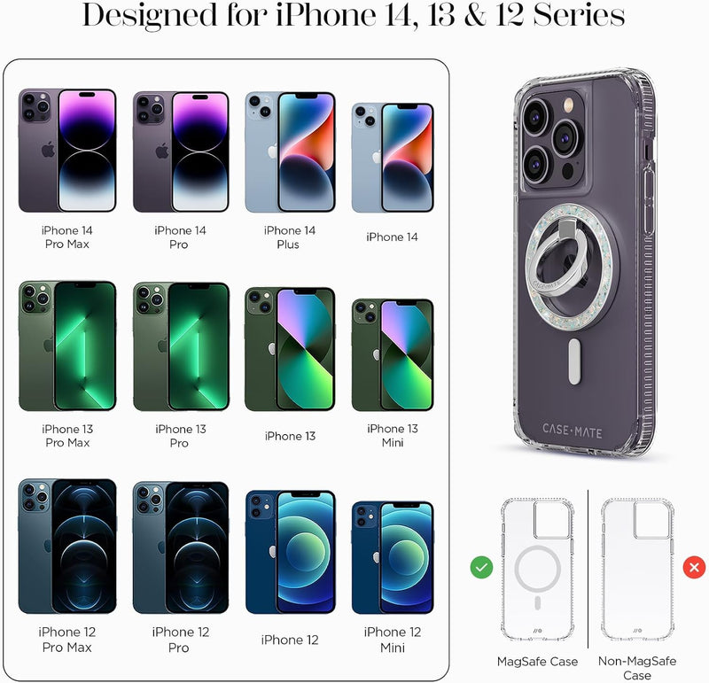 [Australia - AusPower] - Case-Mate Magnetic Phone Grip and Phone Ring Holder - Magnetic iPhone Holder - Removable MagSafe iPhone Accessories - Rotatable Kickstand for iPhone 15 Pro Max/ 14 Pro Max/ 13 Pro Max -Twinkle Diamond Twinkle Diamond 