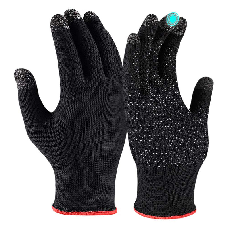 [Australia - AusPower] - Game Gloves, Anti-Sweat Breathable, Touch Finger Gaming Glove for Highly Sensitive Nano-Silver Fiber Material, Dot Silica Gel Palm Non-Slip Design, Support Almost All Mobile Gaming 