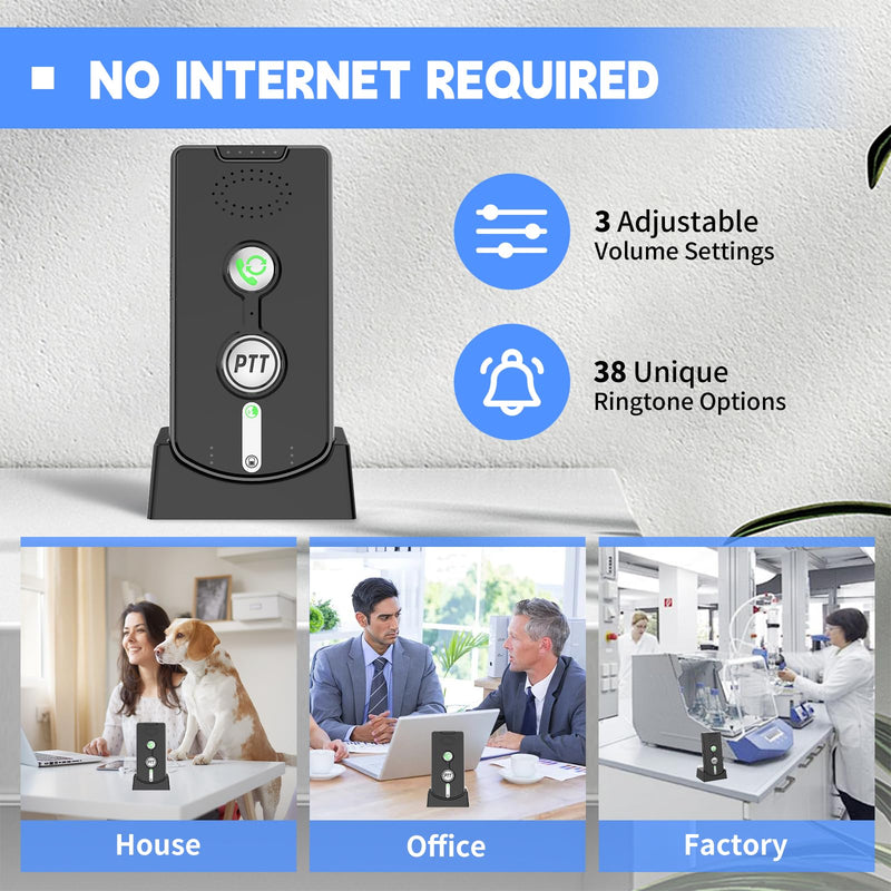 [Australia - AusPower] - Intercoms Wireless for Home, Room to Room Intercom System with Charging Base, Push to Talk, Long Range, Clear Loud Sound, Two Way Intercom for Home Office black 