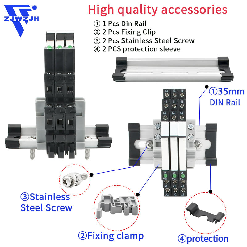 [Australia - AusPower] - 3Pcs Electromechanical Relay Black Miniature Power Relay 24VDC and 24VAC HF41F/24-ZS 6Amp SPDT with LED Light, DIN Rail, Ultra Small and Thin Socket Black Screw Socket C2 3 