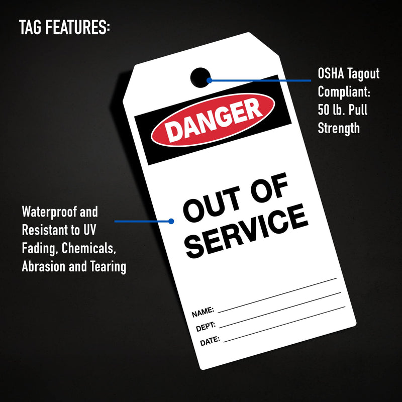 [Australia - AusPower] - Avery UltraDuty Safety Tags, 50lb Pull-Strength, 25ct, 5.75" x 3.25" Danger Out of Service Tags (62410) 