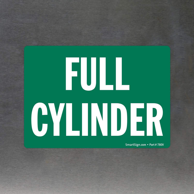 SmartSign-S-2050-EU "Full Cylinder" Label | 3.5" x 5" Laminated Vinyl , White on Green