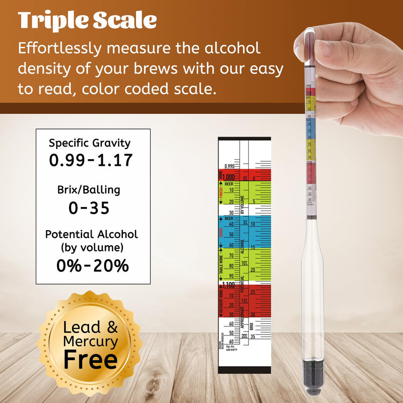 [Australia - AusPower] - Hydrometer Mead Wine Beer Brewing Ale Making Kombucha Kit,Alcohol Tester Accessories Moonshine Still Kit Complete for Home Test Equipment-Specific Gravity Abv Tester 