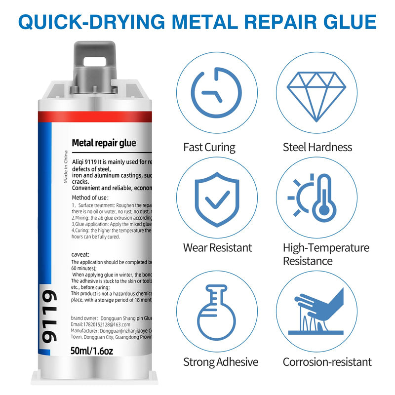 [Australia - AusPower] - Professional Metal Repair Epoxy Glue, 1.6 Oz Heavy Duty Weld - Strongest for Metal, Aluminum, Steel, Stone, Plastic - All Purpose Adhesive 