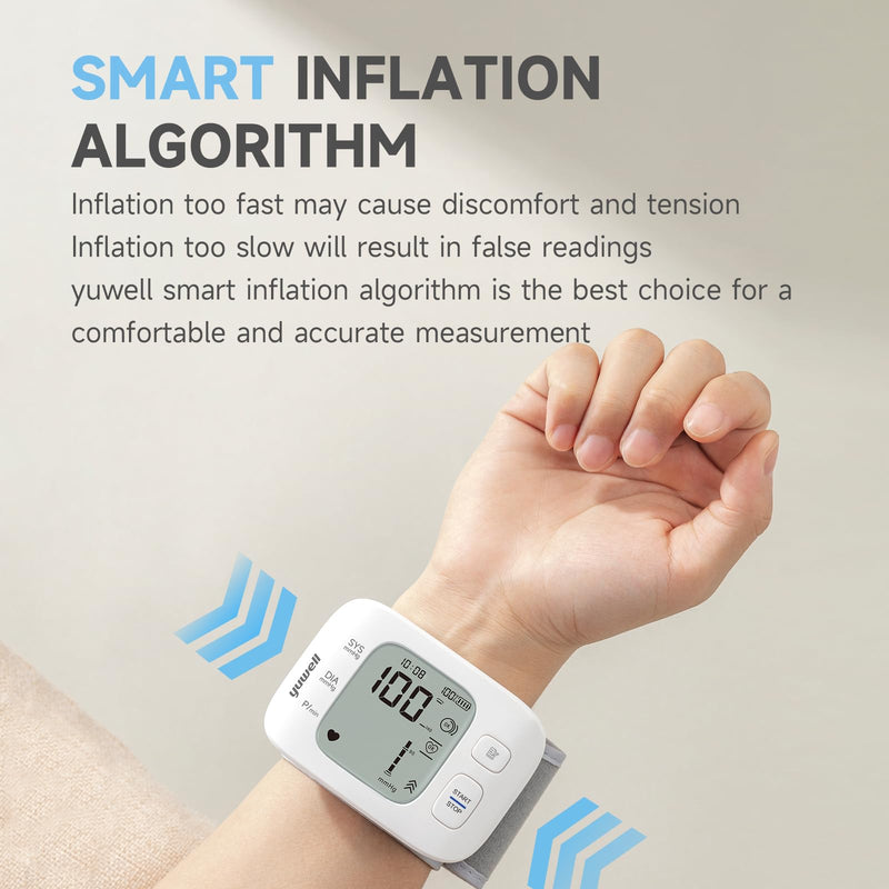[Australia - AusPower] - yuwell Rechargeable Wrist Blood Pressure Monitors for Home Use, Large Blood Pressure Cuff Wrist with Voice Broadcast, Blood Pressure Machine with Irregular Heartbeat, Including Travel Case & USB Cable 