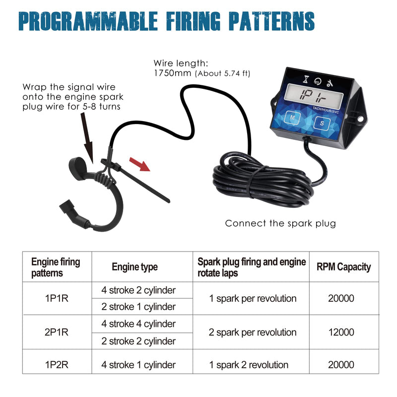 [Australia - AusPower] - 2 Pieces Runleader Small Engine Timer, Digital Tachometer, Maintenance Reminder, Battery Replaceable, User Shutdown, for ZTR Lawn Mower Tractor Generator Marine Outboard ATV (2) 2 