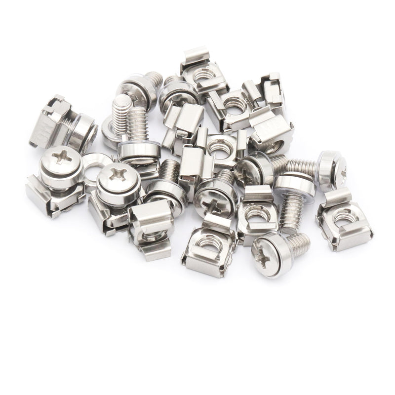[Australia - AusPower] - 50 Pack Rack Mount Screws and Cage Nuts Assortment Kit, M6 x 16 mm Screws and Nuts Combination, with Washers, 304 Stainless Steel, (Silver) 