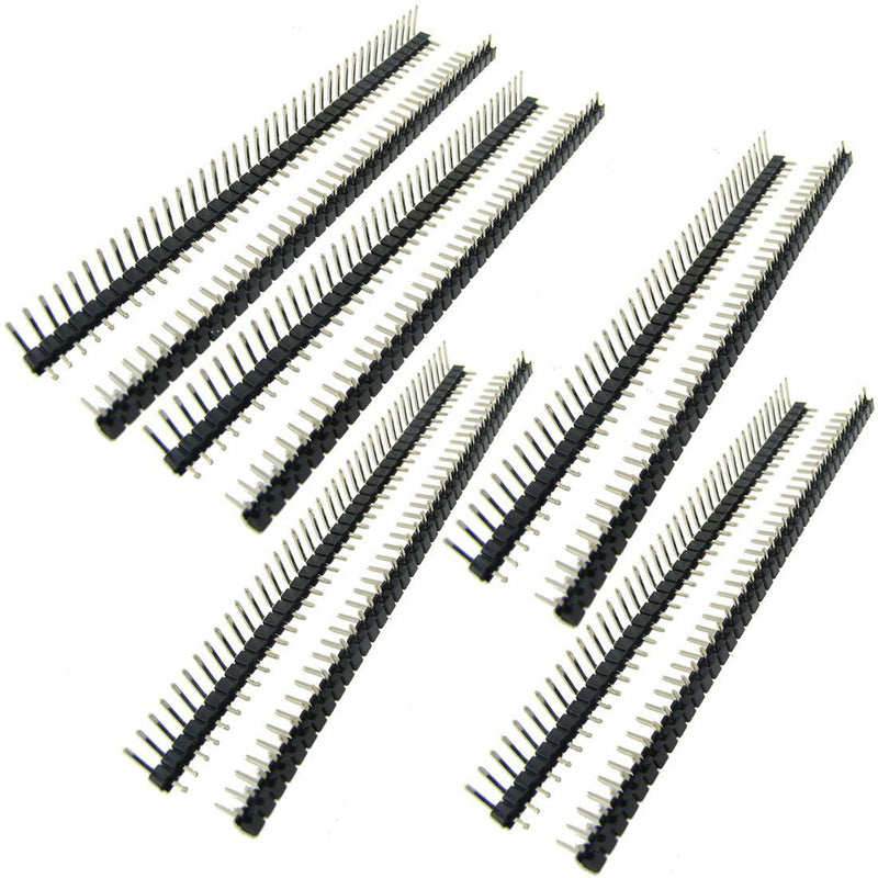 40 Pin Headers Right Angle Single Row 2.54mm Pitch Male Header for Breadboard 10Pcs,100mm Length