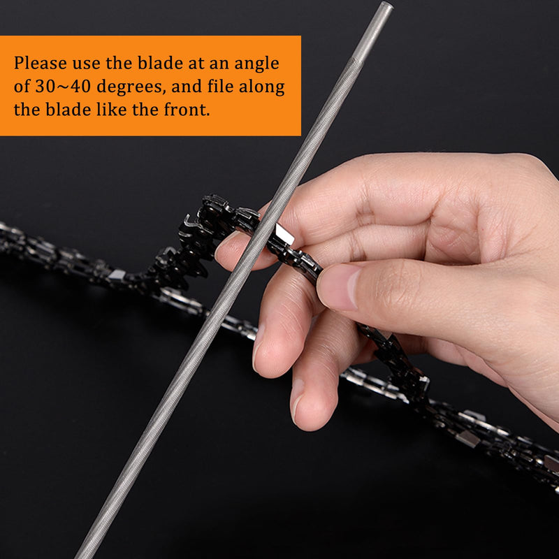[Australia - AusPower] - Pack of 8 File for Chainsaw, 4 mm, Chainsaw File, Saw Chains, Round File with Plastic Handle, Hard Steel, Round File for Repair and Sharpening 3/8 Inch Chainsaws Lawn Mower 