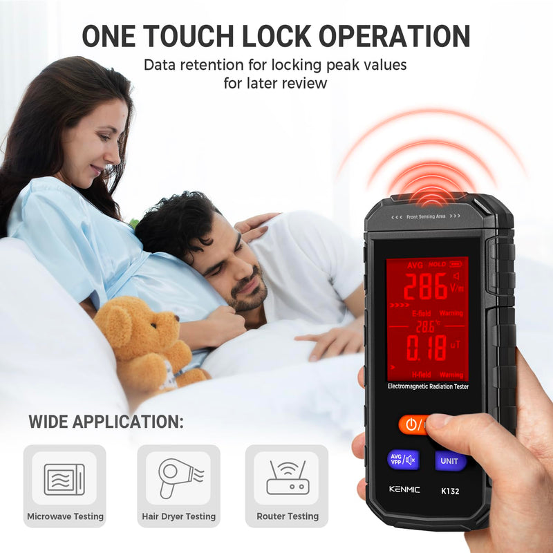 [Australia - AusPower] - EMF Meter - Rechargeable Handheld Electromagnetic Field Detector with Digital LCD - Ideal for Home, Office, Outdoors, and Ghost Hunting Black 
