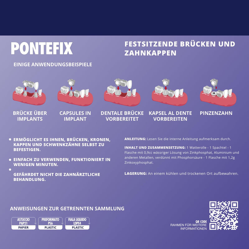 [Australia - AusPower] - Pontefix Dental Tooth Cement - Attaches Bridges, Tooth Capsules and Pin Teeth 