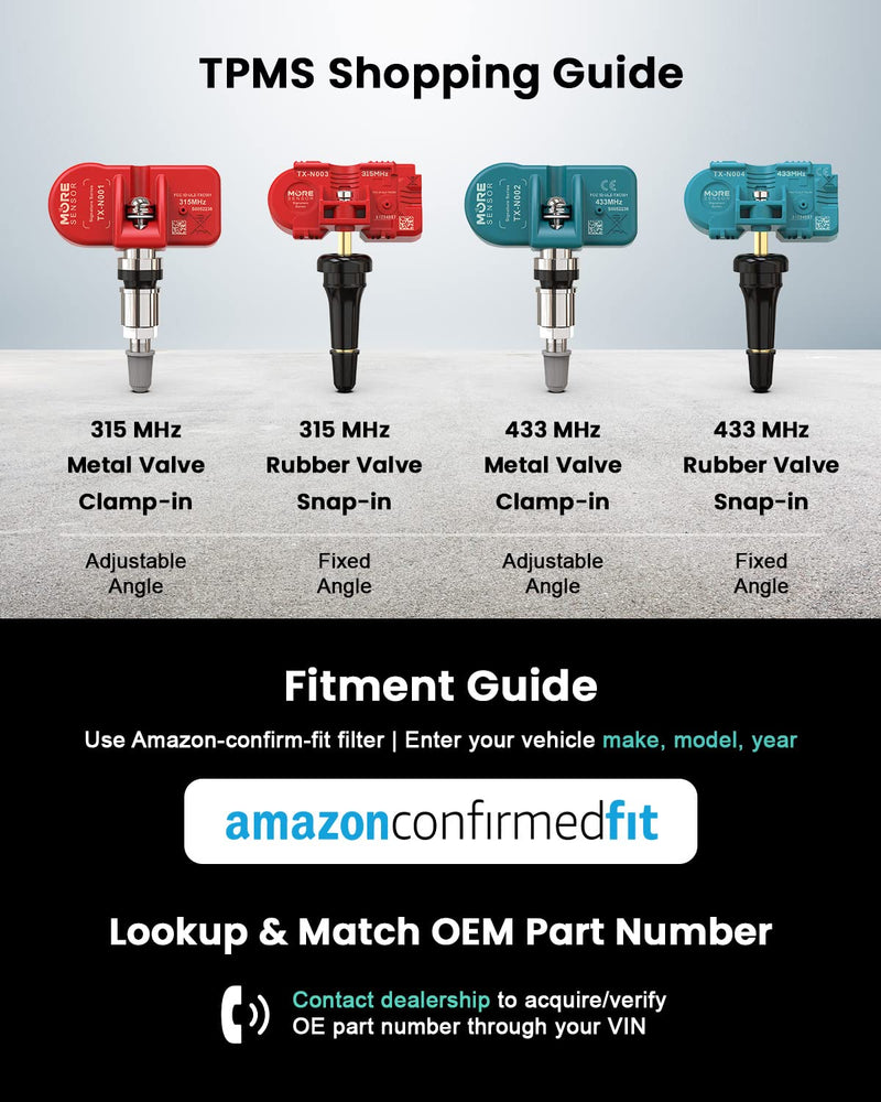 [Australia - AusPower] - MORESENSOR Signature Series 315MHz Pre-Programmed TPMS Tire Pressure Sensor 4-Pack | Clamp-in | Compatible with Select 500+ American Brand Models 20925924 20922900 15268606 | NX-S024-4 