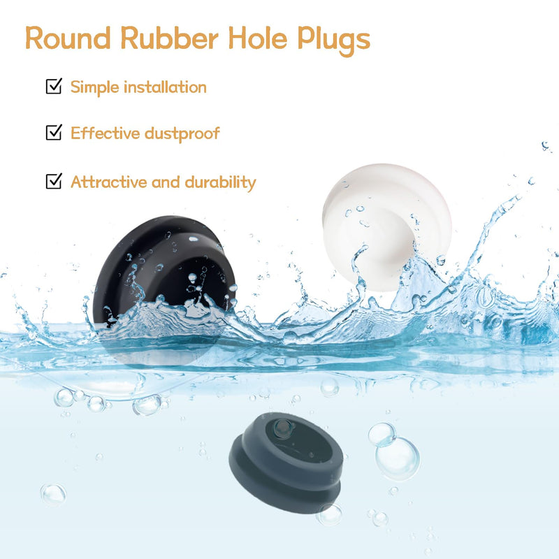 [Australia - AusPower] - 125PCS 8 Sizes Black Rubber Plugs for Round Holes Silicone Plugs, 1" 3/4" 5/8" 1/2" 3/8" 5/16" 1/4" 1/5" Round Hole Plug Snap Locking, Used for Furniture DD028-b 
