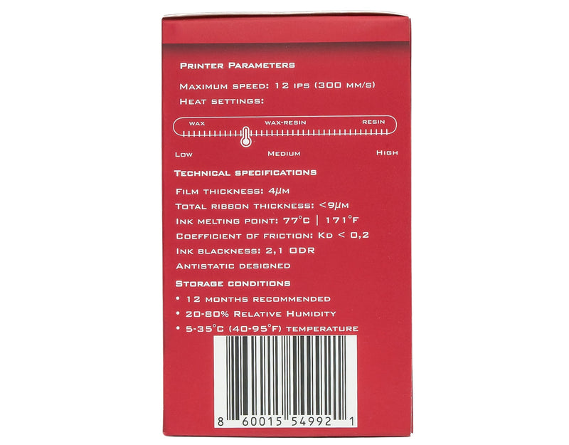 Thermal Transfer Wax/Resin Ribbon 4.33" x 984' (110mm x 300m) 1 roll | Industrial Barcode & Shipping Labels | Zebra, TSC, GoDex, Citizen Compatible | 1" Core, Ink Out
