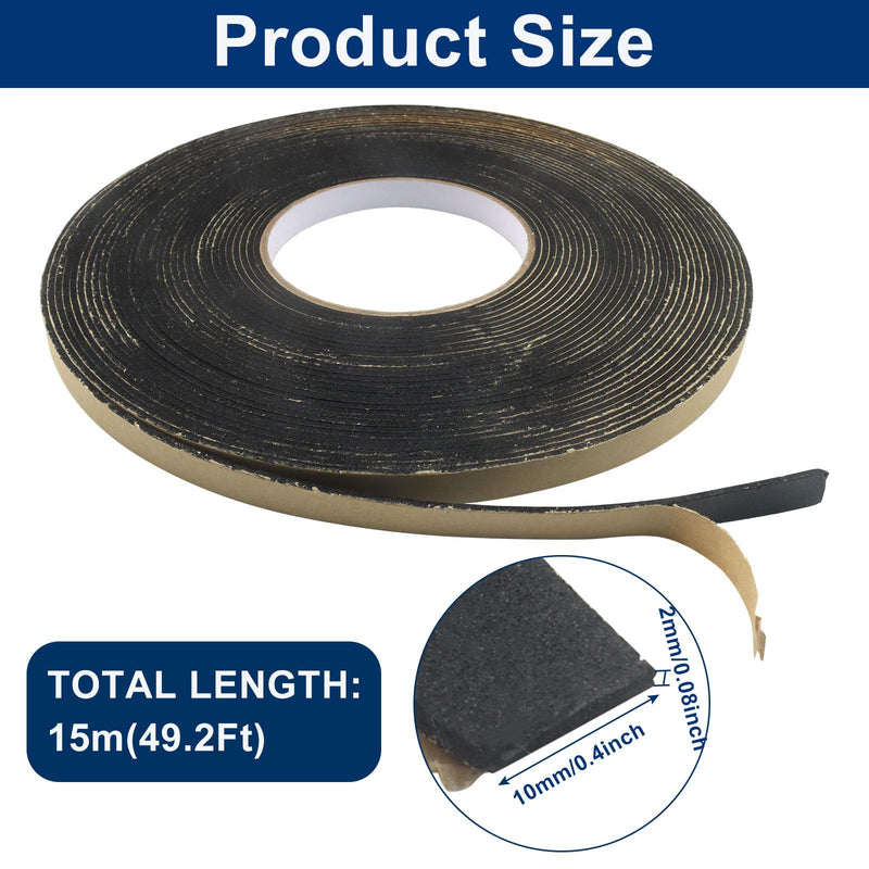 Car Speaker Sealing Tape, 100Ft Soundproofing Tape Waterproofing Gasket Tape, 2mm Thick x 10mm Wide x 100Ft Insulation Foam Gasket Tapes for Automotive Use 2 PCS 10mm*2mm*15m