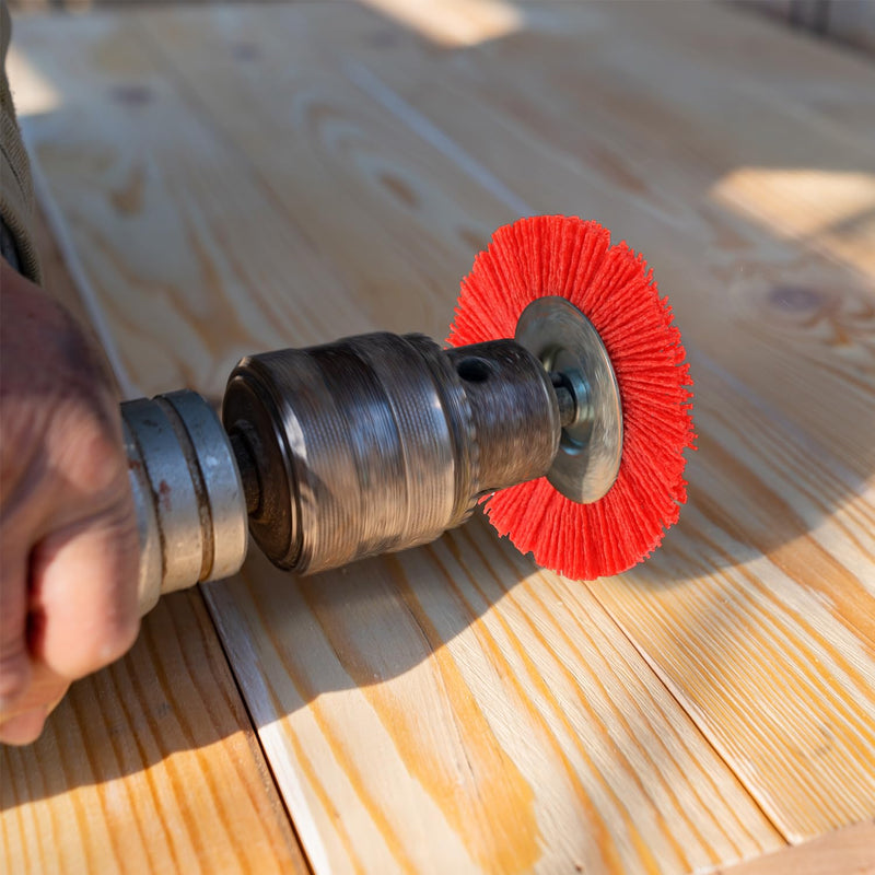 QWORK Nylon Disc Brush Diameter 100 mm, Grit 80, Hexagonal Shaft 1/4 Inch for Efficient Polishing and Grinding Grainy 80