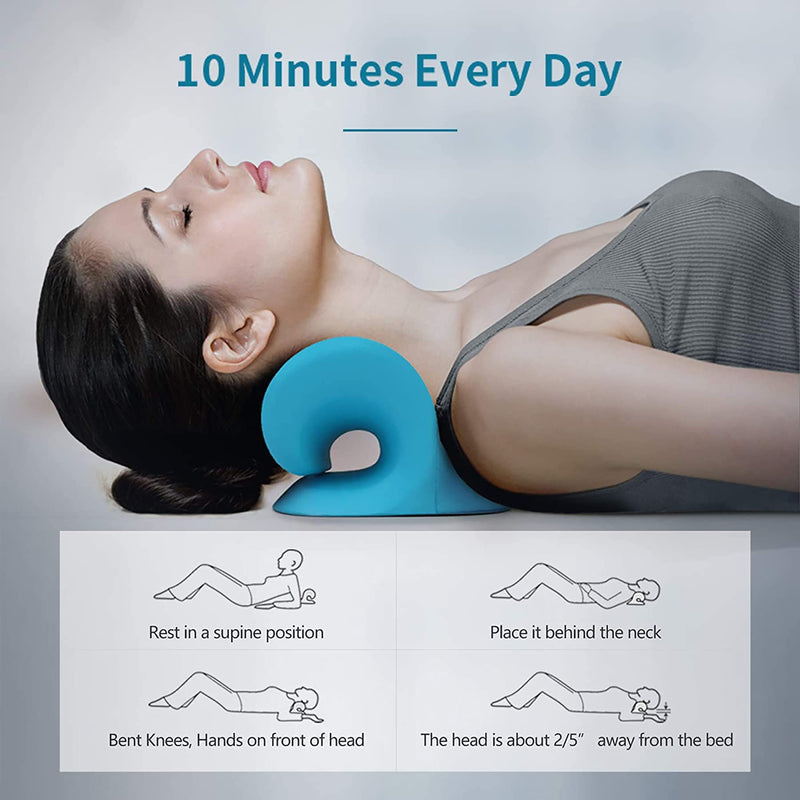 [Australia - AusPower] - RESTCLOUD Comfortable Neck Stretcher for Neck Pain Relief, Neck and Shoulder Relaxer Cervical Neck Traction Device for TMJ Pain Relief and Muscle Relax, Cervical Spine Alignment Chiropractic Pillow Blue 